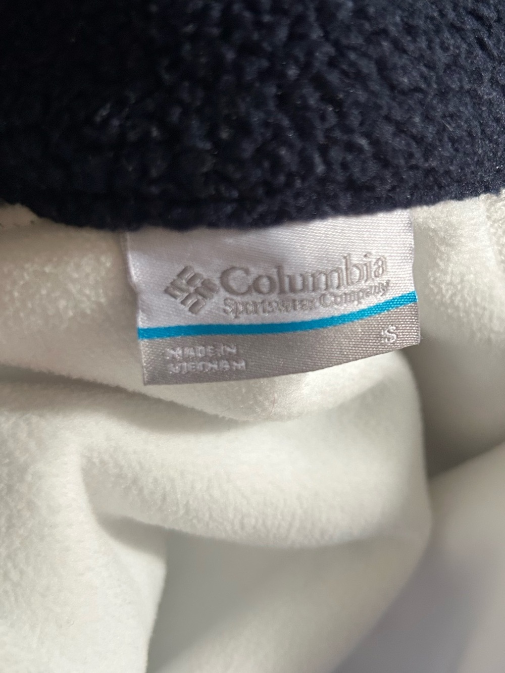 Columbia Womens Fleece Jacket Size S Navy Snap Pullover, Cropped - Picture 7 of 8